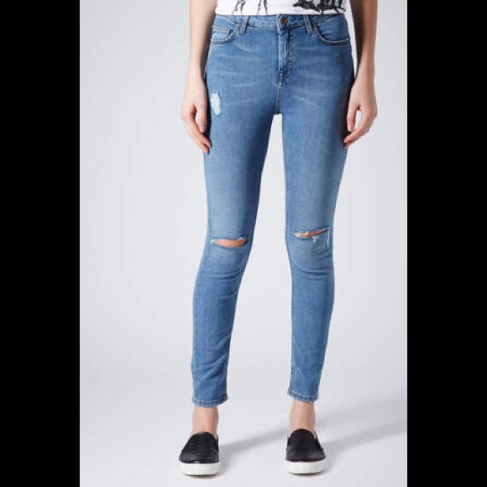 TopShop Moto ‘Jamie’ Stone Wash Ripped Jeans 28x30